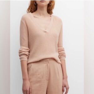 Massimo Dutti wool silk v neck sweater blush pink Size S
